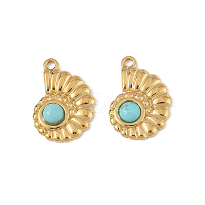 Synthetic Turquoise Conch Shell Pendants STAS-P396-02G-01-1
