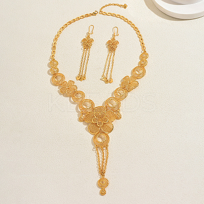 Elegant Alloy Hollow Flower Tassel Earrings & Necklaces for Women FZ8785-1