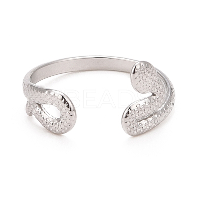 Non-Tarnish 304 Stainless Steel Snake Wrap Open Cuff Ring for Women RJEW-C025-18P-1