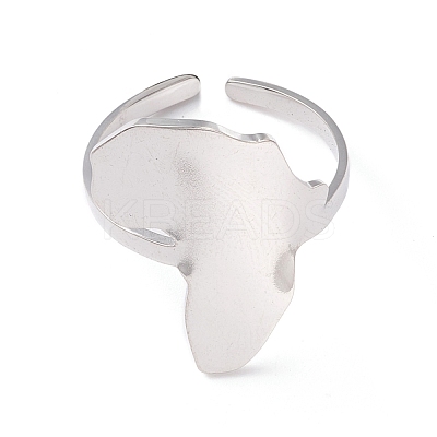 Non-Tarnish Map of Africa Cuff Ring RJEW-B035-05P-1