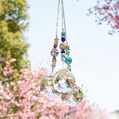 3Pcs 3 Colors Glass Teardrop Pendant Decorations FIND-SP0002-52-1