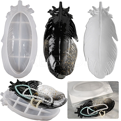 Feather DIY Jewelry Plate Silicone Molds DIY-P074-02-1