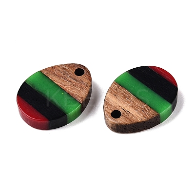 Jamaican Colour Epoxy Resin & Walnut Wood Pendants RESI-N039-122B-1
