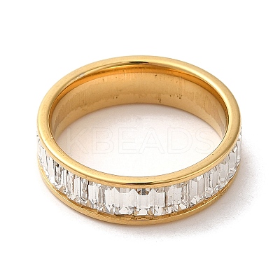 PVD Vacuum Plating 304 Stainless Steel Finger Ring with Cubic Zirconia RJEW-Z029-02G-1