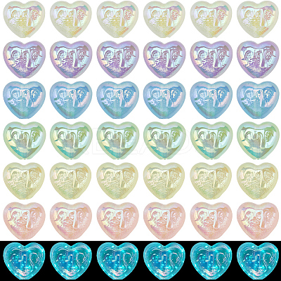 60Pcs 6 Colors Luminous Acrylic Beads SACR-SC0001-36-1