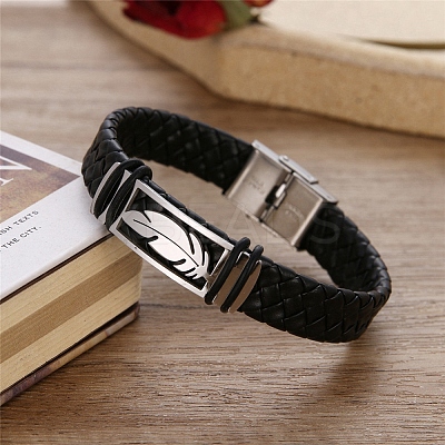Leather Cord Braided Bracelets PW-WG19457-02-1