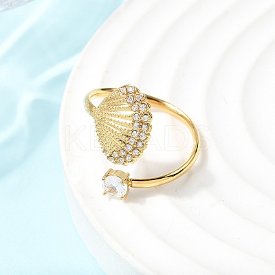 304 Stainless Steel Micro Pave Cubic Zirconia Cuff Open Rings RJEW-Z130-01G-03-1