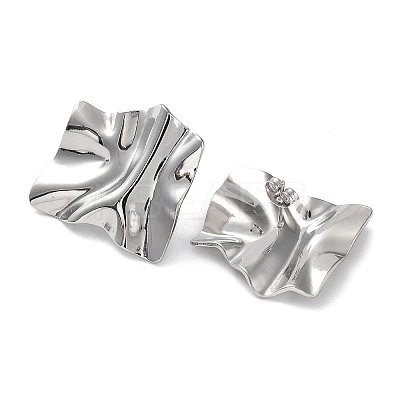 Non-Tarnish 304 Stainless Steel Textured Square Ear Studs for Women EJEW-P234-05P-1