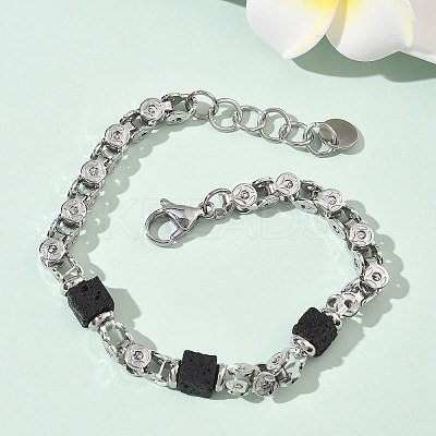 Natural Lava Rock Link Chain Bracelets for Women BJEW-Z148-06P-04-1