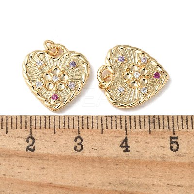Brass Micro Pave Clear Cubic Zirconia Pendants KK-Q031-44G-10-1