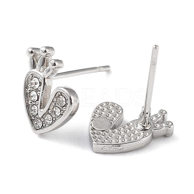 304 Stainless Steel with Rhinestone Stud Earrings EJEW-Q788-01P-1