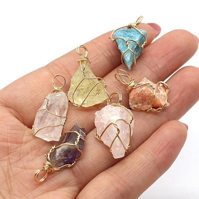 Raw Rough Natural Mixed Gemstone Pendants FIND-PW0020-04-1