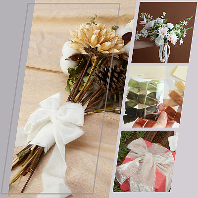 3 Colors Hot Stamping Polyester Frayed Ribbons SRIB-AR0001-20-1