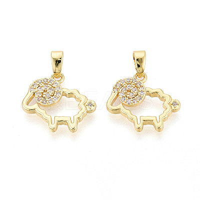 Brass Micro Pave Clear Cubic Zirconia Pendants KK-N259-03G-1