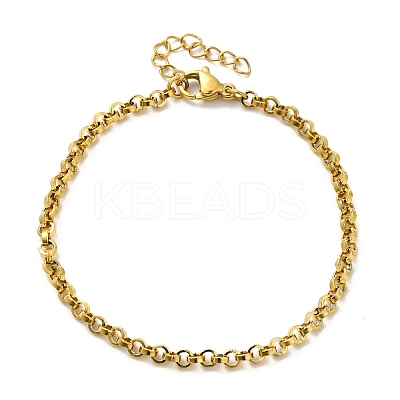 Ion Plating(IP) 304 Stainless Steel Cable Chain Bracelets BJEW-C079-02G-1