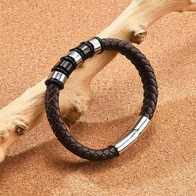 Braided Leather Cord Bracelets for Men BJEW-Z081-11P-02-1