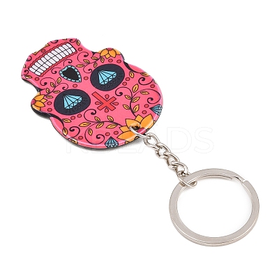 Plastic Pendant Keychain SKUL-PW0002-060E-1