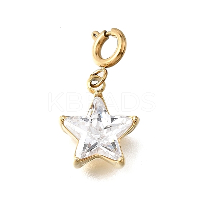 Star 304 Stainless Steel Crystal Rhinestone Pendant Decorations STAS-H202-49G-1