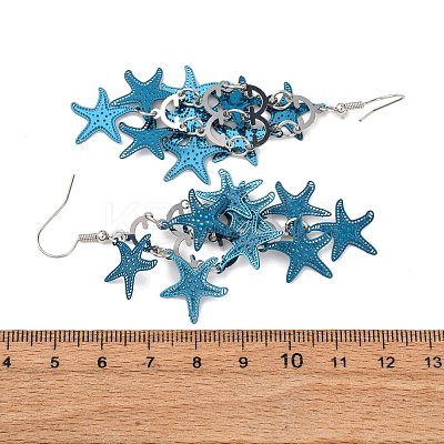 430 Stainless Steel Starfish Dangle Earrings EJEW-A137-11P-02-1