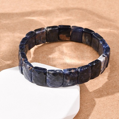 Natural Sodalite Faceted Beaded Stretch Bracelets for Women BJEW-K251-08H-1