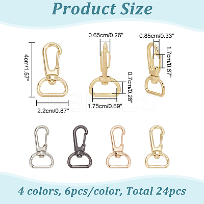 24Pcs 4 Colors Zinc Alloy Swivel Clasps FIND-WR0006-72-1