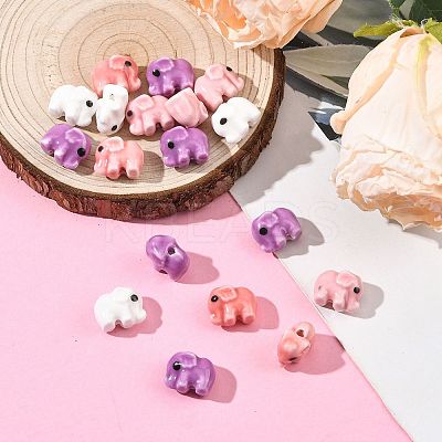 18Pcs 4 Colors Handmade Porcelain Beads PORC-FS0001-43-1