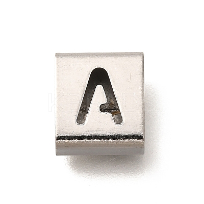 Letter Style 304 Stainless Steel Square Slide Charms STAS-L132-13A-1