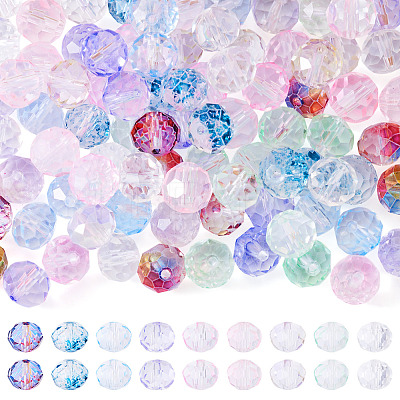 90Pcs 9 Colors Baking Paint Transparent Glass Beads GLAA-TA0003-33-1