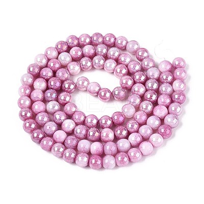 Electroplate Opaque Glass Beads Strands LS-EGLA-T026-8mm-05J-1