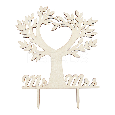 Cake Toppers Wooden Bird Tree Cake Topper for Rustic Wedding Anniversary Party Cake Decoration Supplies WOOD-WH0015-31-1