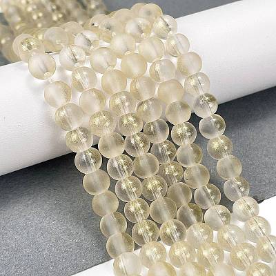Frosted Transparent Glass Bead Strands GLAA-P065-6mm-01-1