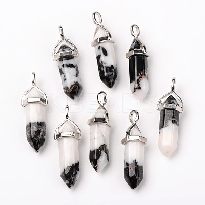 Natural Zebra Jasper Double Terminated Pointed Pendants G-F295-04E-1