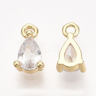 Brass Cubic Zirconia Charms KK-T038-562G-NF-1