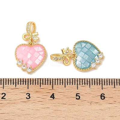 Rack Plating Brass Enamel Micro Pave Clear Cubic Zirconia Pendants KK-K380-05G-1
