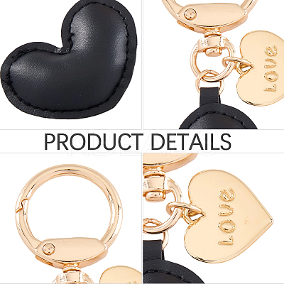1Pc Imitation Leather Heart Keychain KEYC-CL0001-14A-1