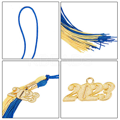 2Pcs 2 Colors Polyester 2023 Tassel Pendant Decorations HJEW-GF0001-33-1