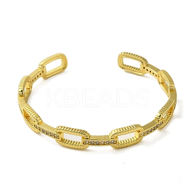 Oval Cubic Zirconia Cuff Bangles BJEW-P336-08G-1