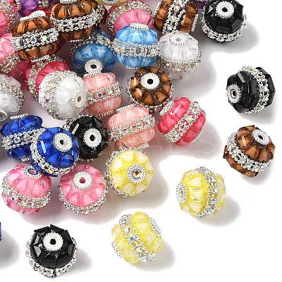 Acrylic Rhinestone Flower Ball Beads OACR-H053-01-1