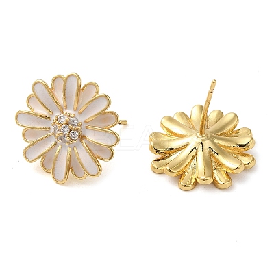 Brass Micro Pave Cubic Zirconia Stud Earrings EJEW-H103-02G-1
