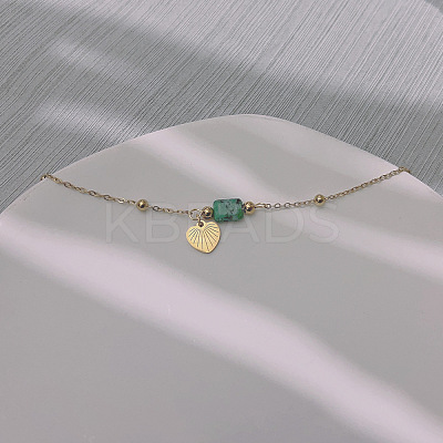 Natural Turquoise Column Link Bracelets XN6396-1-1