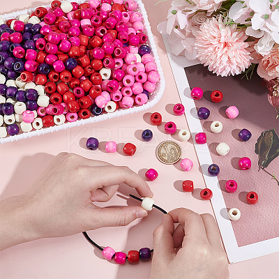 550Pcs 5 Colors Wood European Beads WOOD-GA0001-94-1