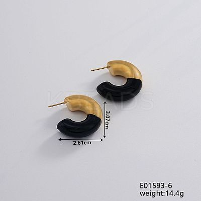 Vintage Retro 304 Stainless Steel C-Shaped Stud Earrings for Women LS-JV8839-6-1