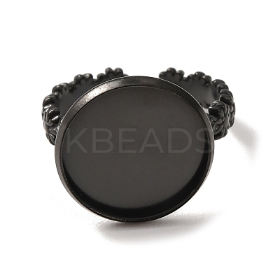 Flower 304 Stainless Steel Cuff Ring Components STAS-P454-05E-B-1