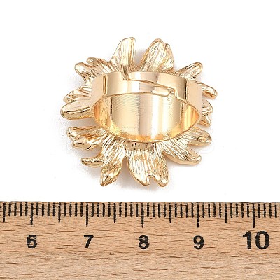 Flower Themes Alloy Adjustable Finger Rings Sets for Women RJEW-B071-03G-1