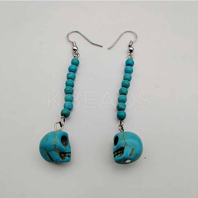 Bohemian Tassel Synthetic Turquoise & Alloy Dangle Earrings for Women RC4749-11-1