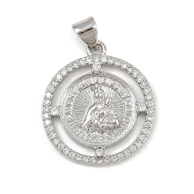 Brass Micro Pave Cubic Zirconia Pendants KK-P323-11G-P01-1