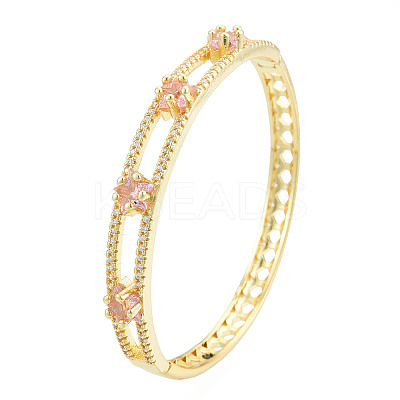 Cubic Zirconia Star Hinged Bangle BJEW-N012-050-1