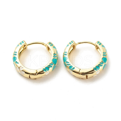 Flower Enamel Hoop Earrings EJEW-G290-03G-E-1