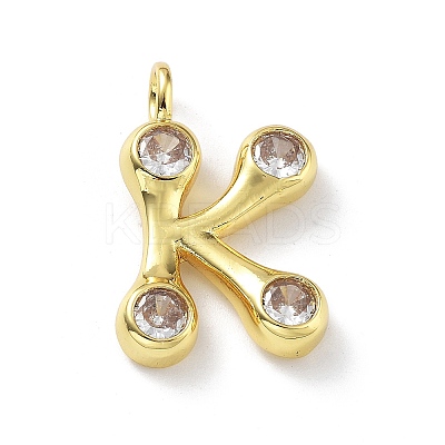 26Pcs 26 Styles Rack Plating Brass Micro Pave Cubic Zirconia Pendants KK-P247-09G-1