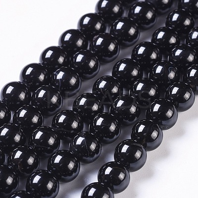 Natural Black Onyx Beads Strands G-H1567-8MM-1